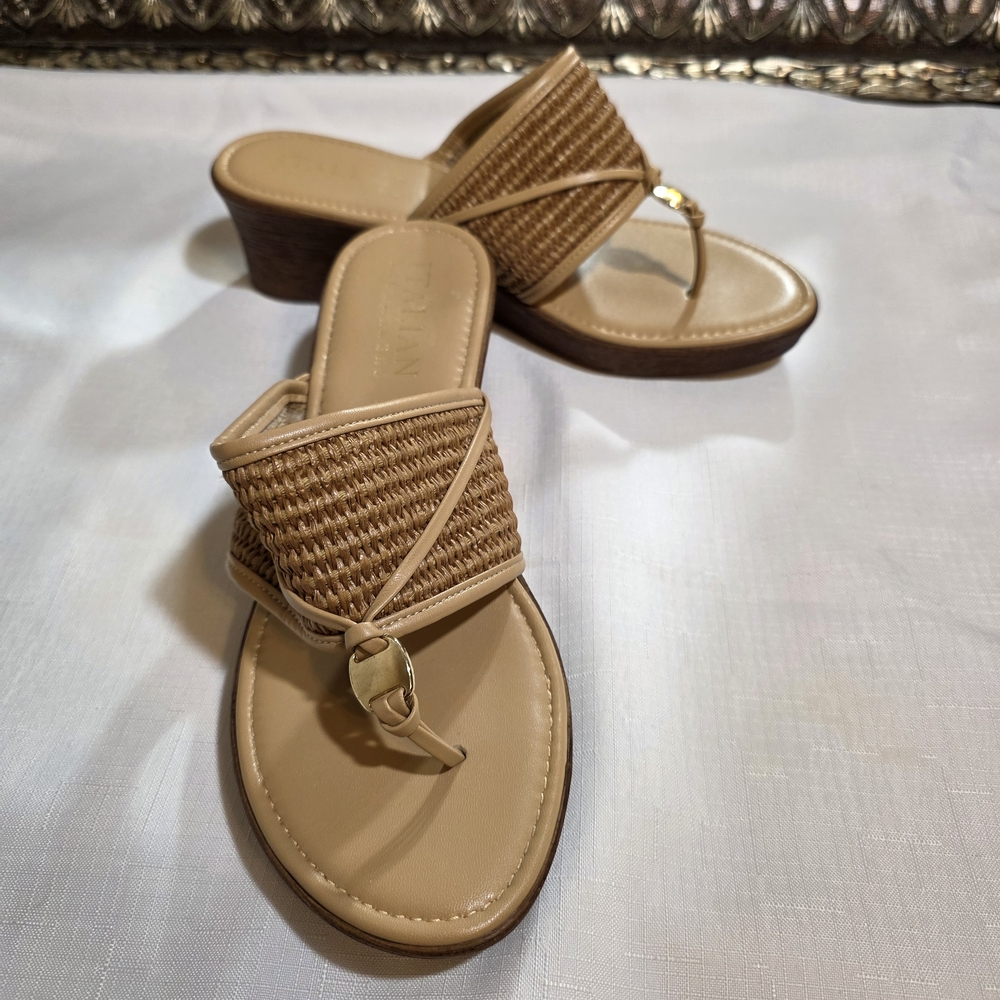 Italian Shoemakers - "Lisan" Platform Sandals In 'Natural Beige'.  Sz 10